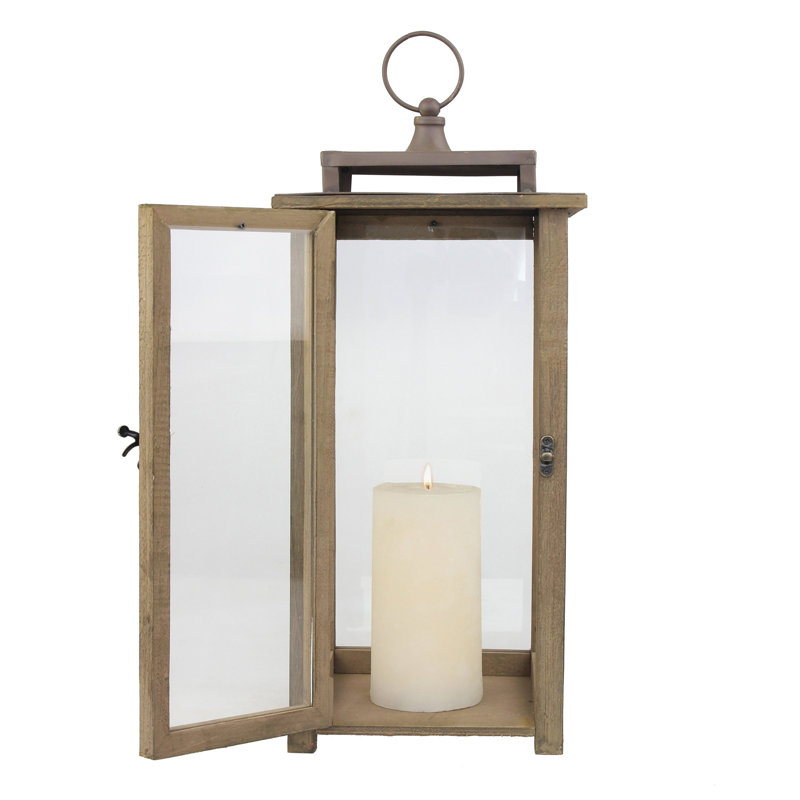 BEACHWATER POOL SPA LLC Rustic Wooden Candle Hurricane Lantern For Table Top Mantle Wall Hanging Or Garden Display Indoor Outdoor Use Extra Large Wayfair